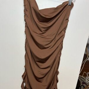 Elegant Brown Ruched Skirt